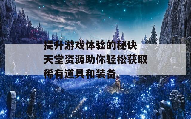 提升游戏体验的秘诀 天堂资源助你轻松获取稀有道具和装备