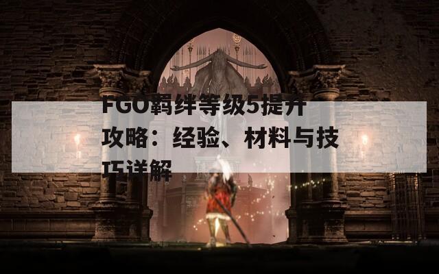 FGO羁绊等级5提升攻略：经验、材料与技巧详解