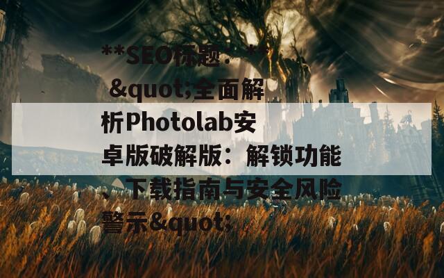 **SEO标题：** "全面解析Photolab安卓版破解版：解锁功能、下载指南与安全风险警示"