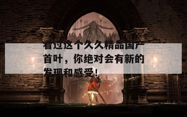 看过这个久久精品国产首叶，你绝对会有新的发现和感受！