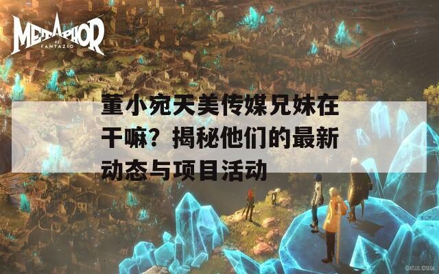 董小宛天美传媒兄妹在干嘛？揭秘他们的最新动态与项目活动