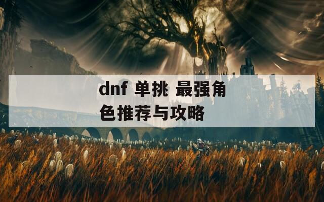 dnf 单挑 最强角色推荐与攻略