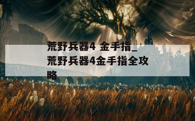 荒野兵器4 金手指_荒野兵器4金手指全攻略