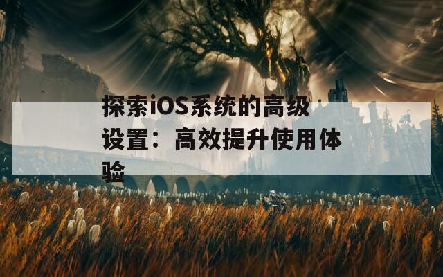 探索iOS系统的高级设置：高效提升使用体验